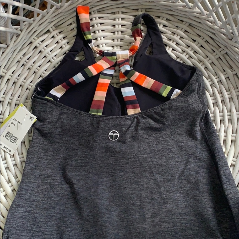 NWT Tina Turk small gray yoga athletic fitness top